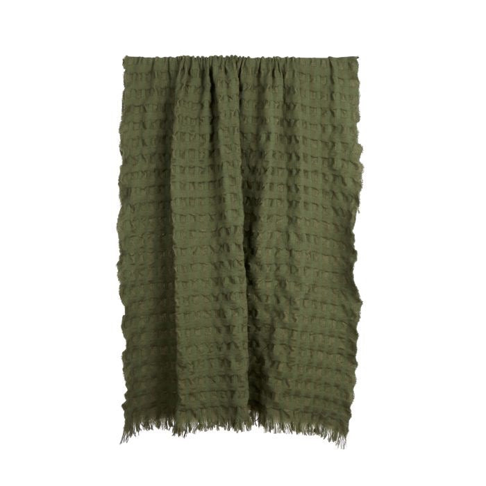 Ridge Waffle Throw - Green