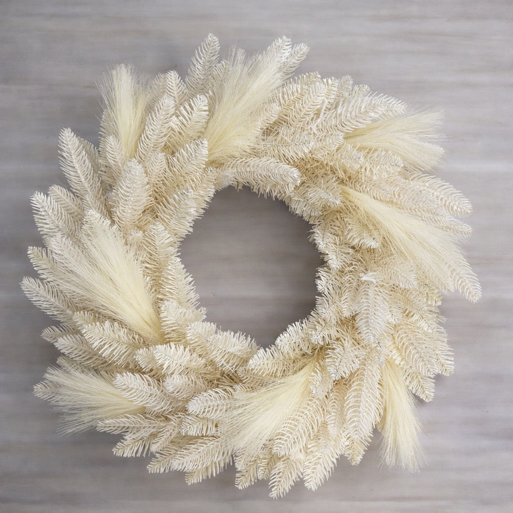 Romance Pampas Wreath with Lights 60cm Beige