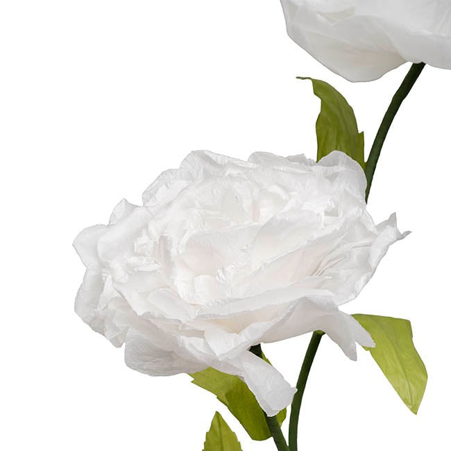 Giant Paper Flower Roses w Base Set 3 White
