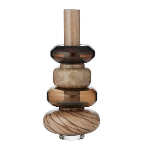 Sergio Glass Vase Choc/cream