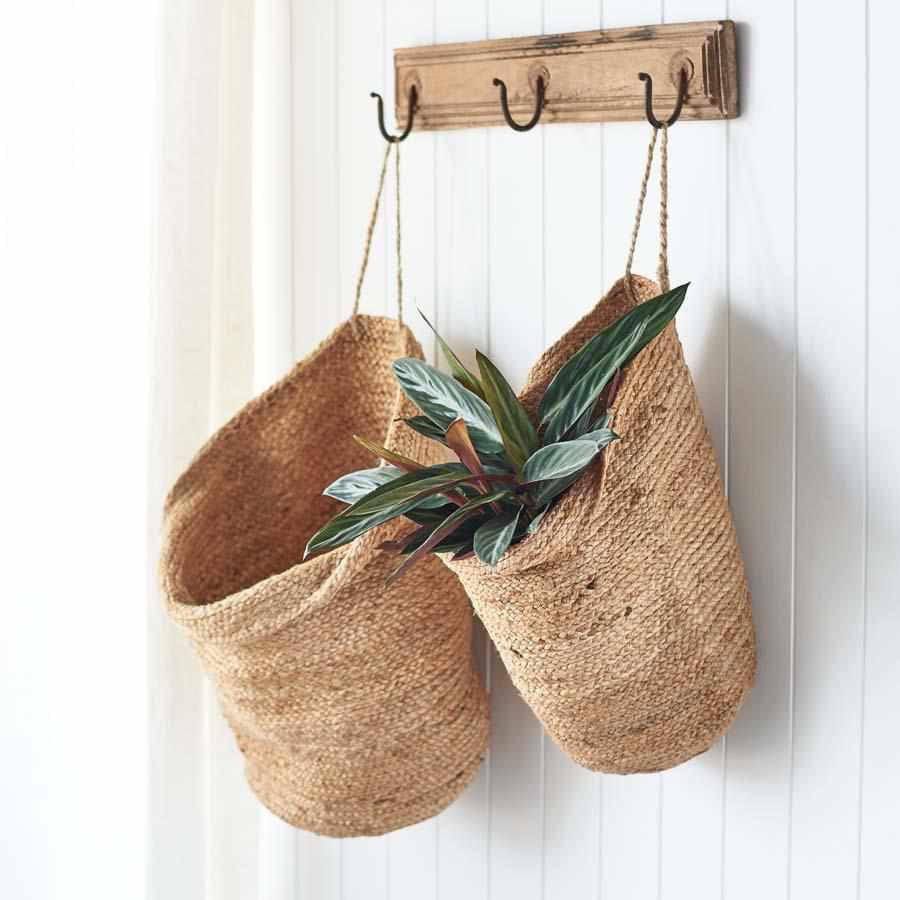Artisan Handwoven Hanging Sacks - Natural Jute
