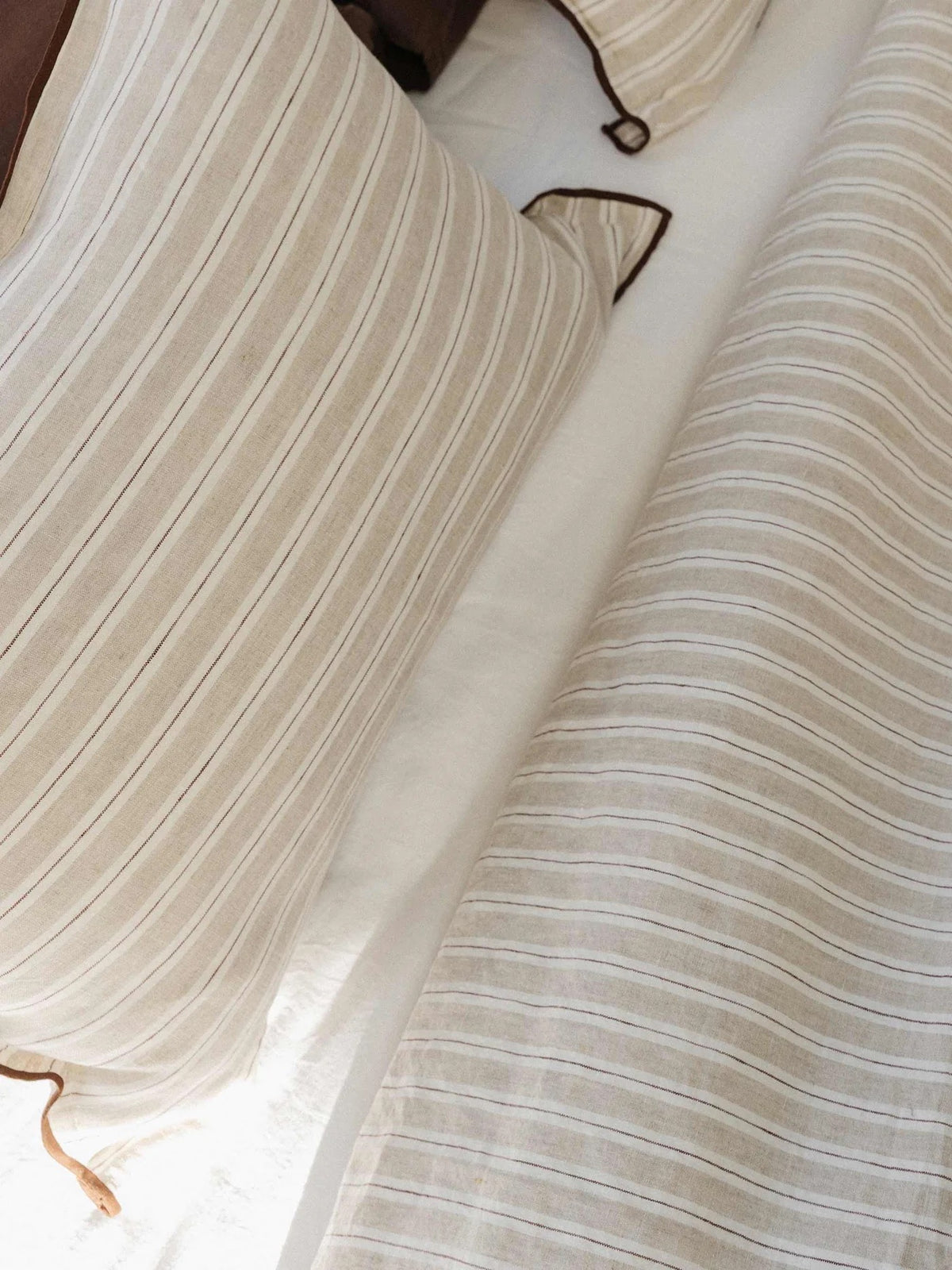 Lucas Lumbar Linen Cushion Cappuccino Stripe