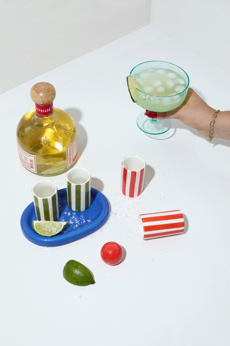 The Lily Mae Ceramic Tequila Shot Glass Set w/ Tray and Shakers
