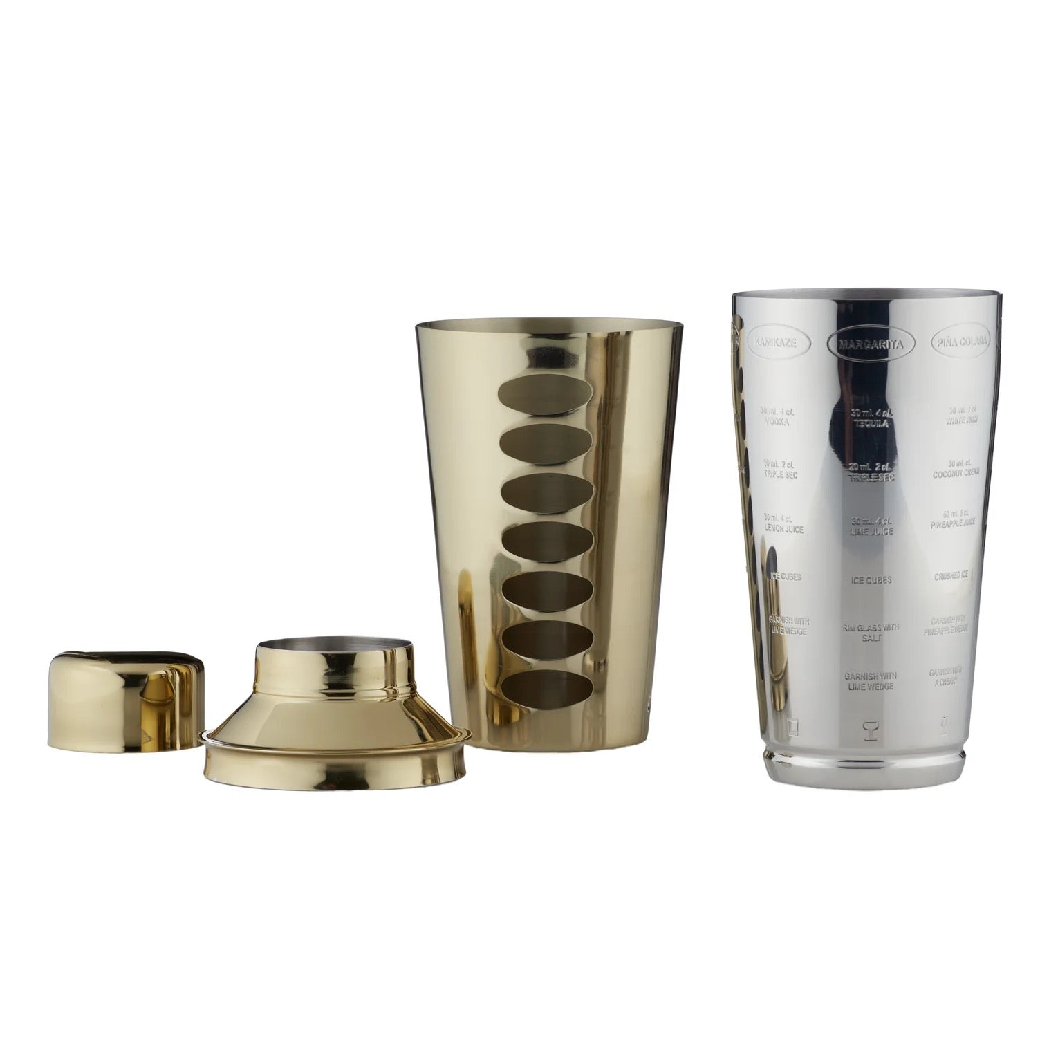 Academy Wesley Stainless Steel Recipe Cocktail Shaker Gold