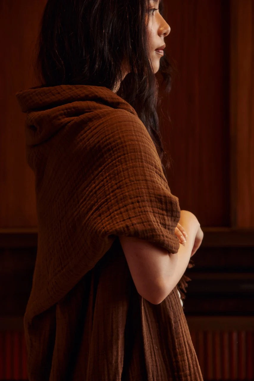 Enes Cotton Throw | Chocolate