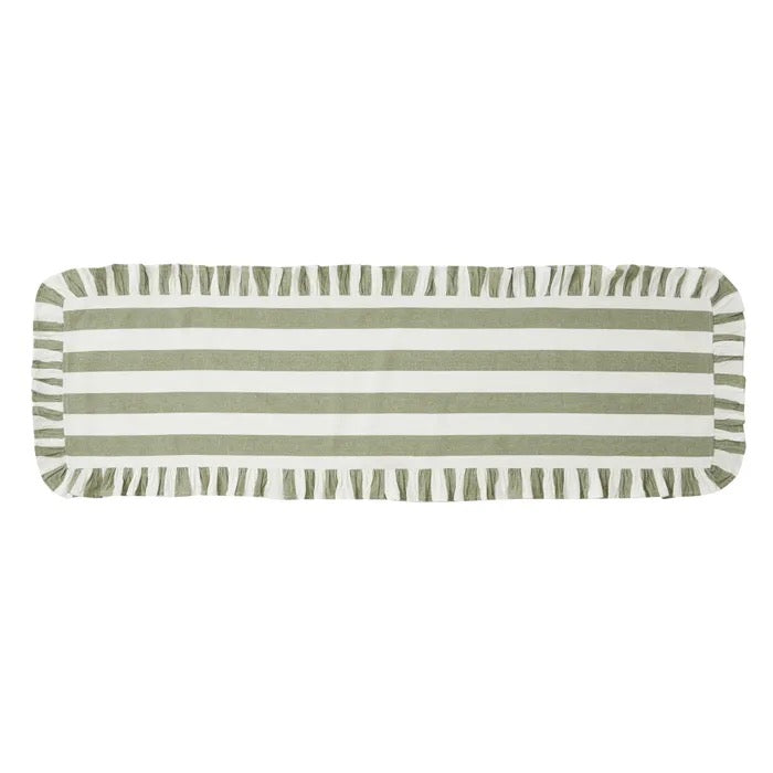 Orla Cotton Table Runner – Olive & Ivory