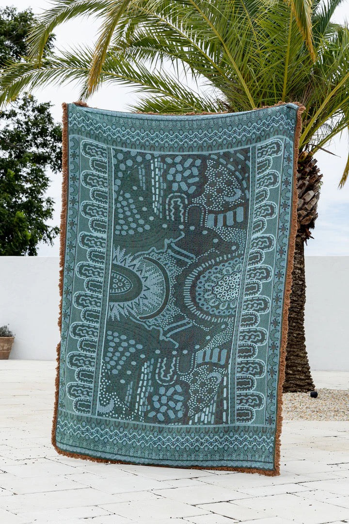 Alkira Brown Indigenous Art Throw Rug By Taylor - Lee