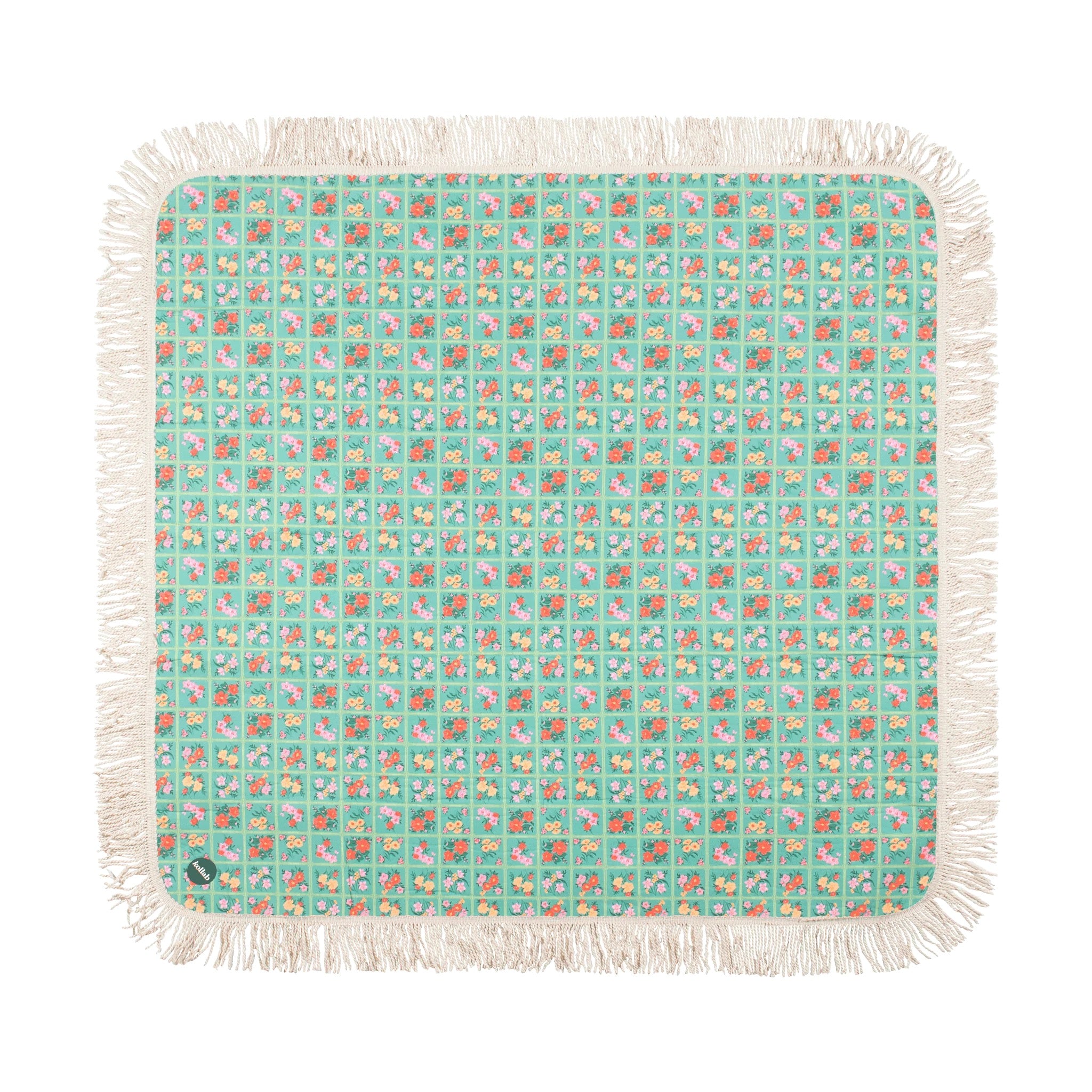 Fringed Medium Picnic Mat Vintage Patch
