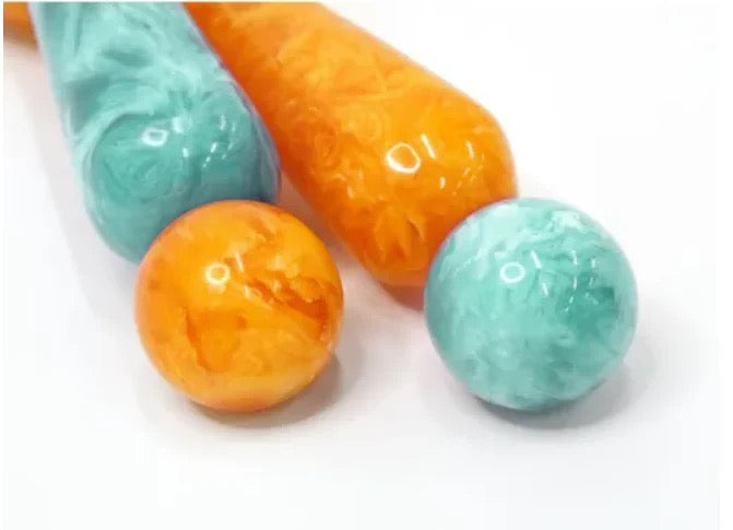Rara Resin Salad Servers / Turquoise & Orange
