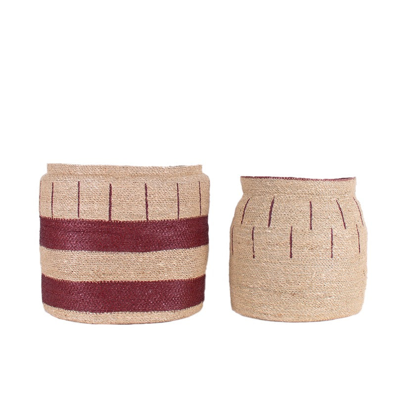 Plum Woven Seagrass Baskets- Set of 2