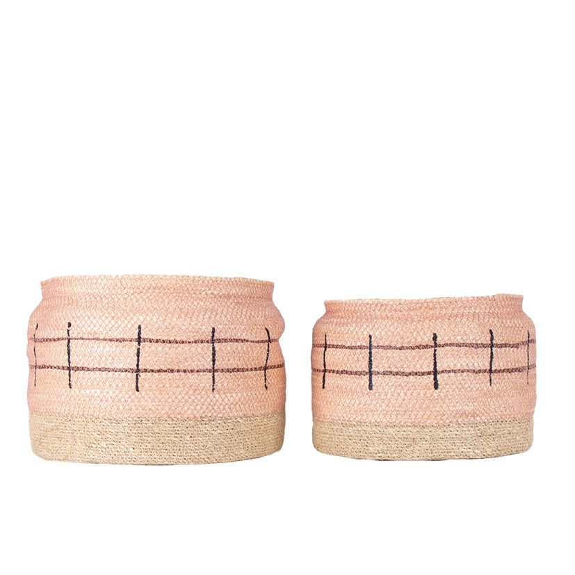 Blus Hand Woven seagrass baskets -blush