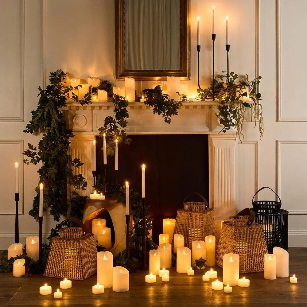 LED BATTERY OPERATED WAX FLAMELESS CANDLES- WHITE