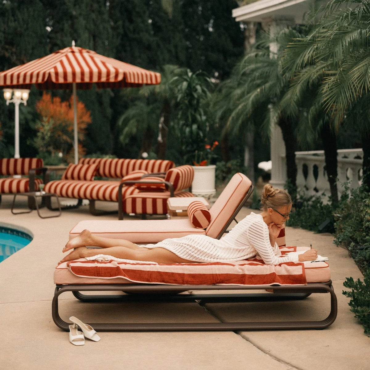 THE BEACH TOWEL - TERRY TERRACOTTA STRIPE