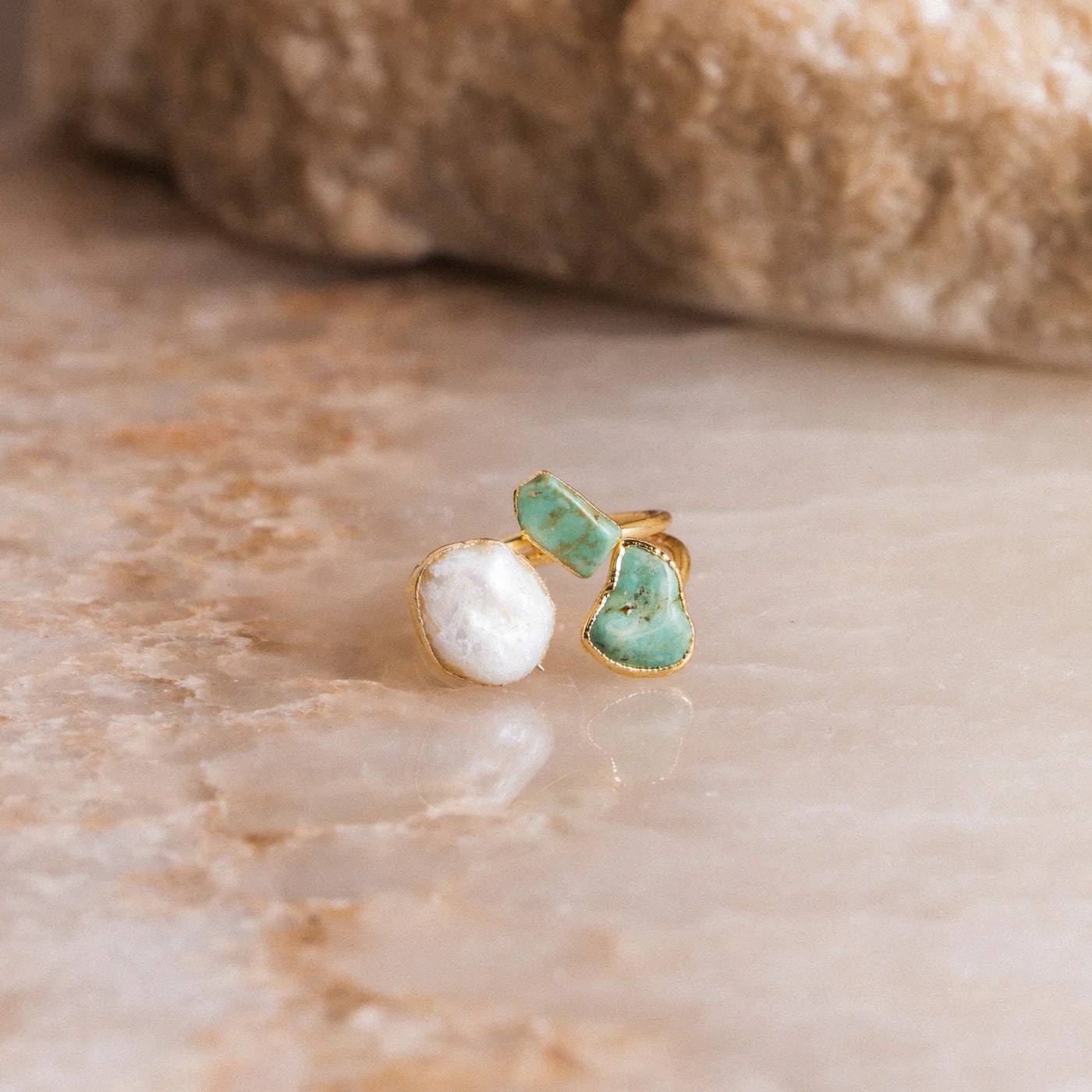 Ava Pearl & Turquoise Ring