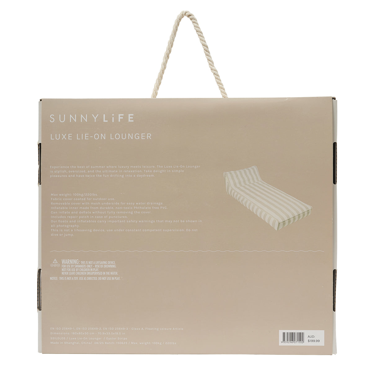 Luxe Lie-On Lounger Oyster Stripe