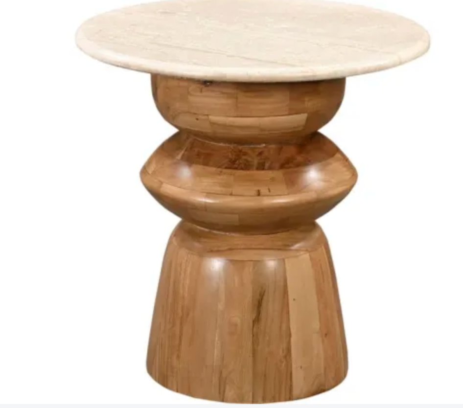 WEISS SIDE TABLE W STONE TOP - NATURAL