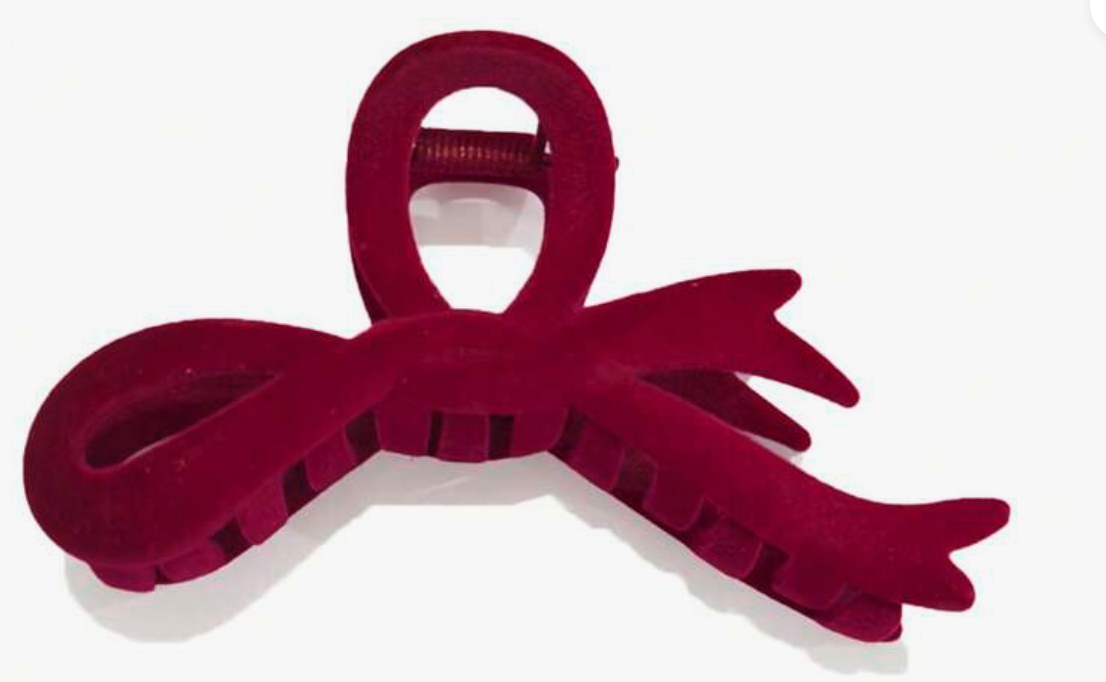 Flocked Bow Tie Hair Clip