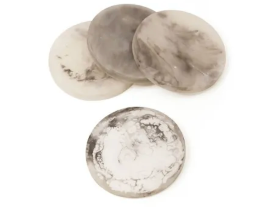 RYLEE RESIN COASTERS - BLACK/WHITE