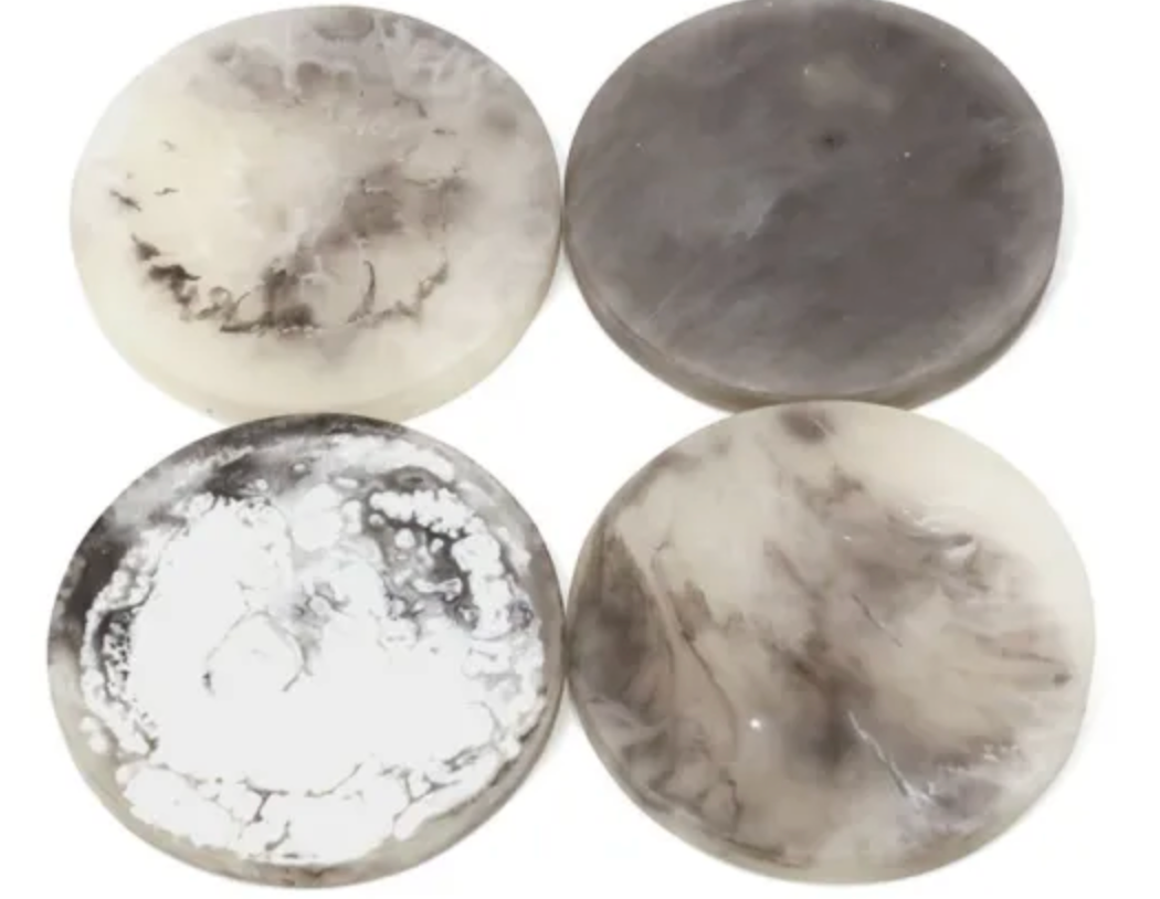 RYLEE RESIN COASTERS - BLACK/WHITE