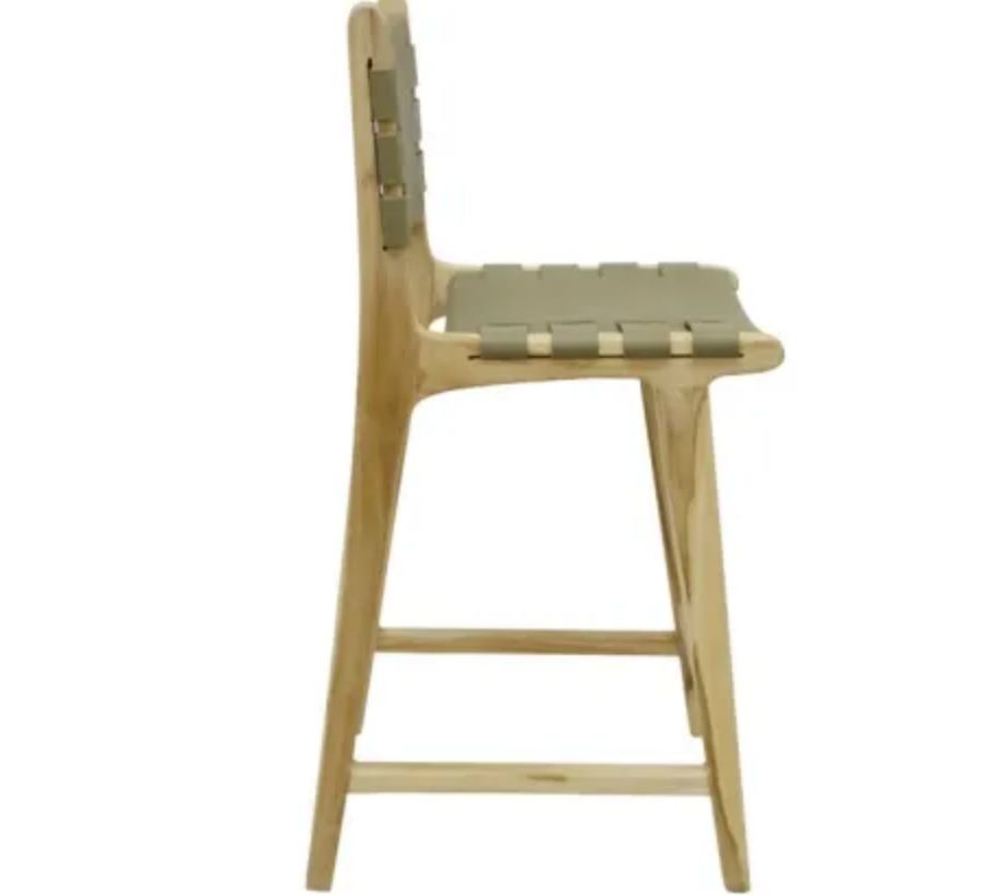 SKATA BAR STOOL IN BLEACH WOOD - SAGE GREEN
