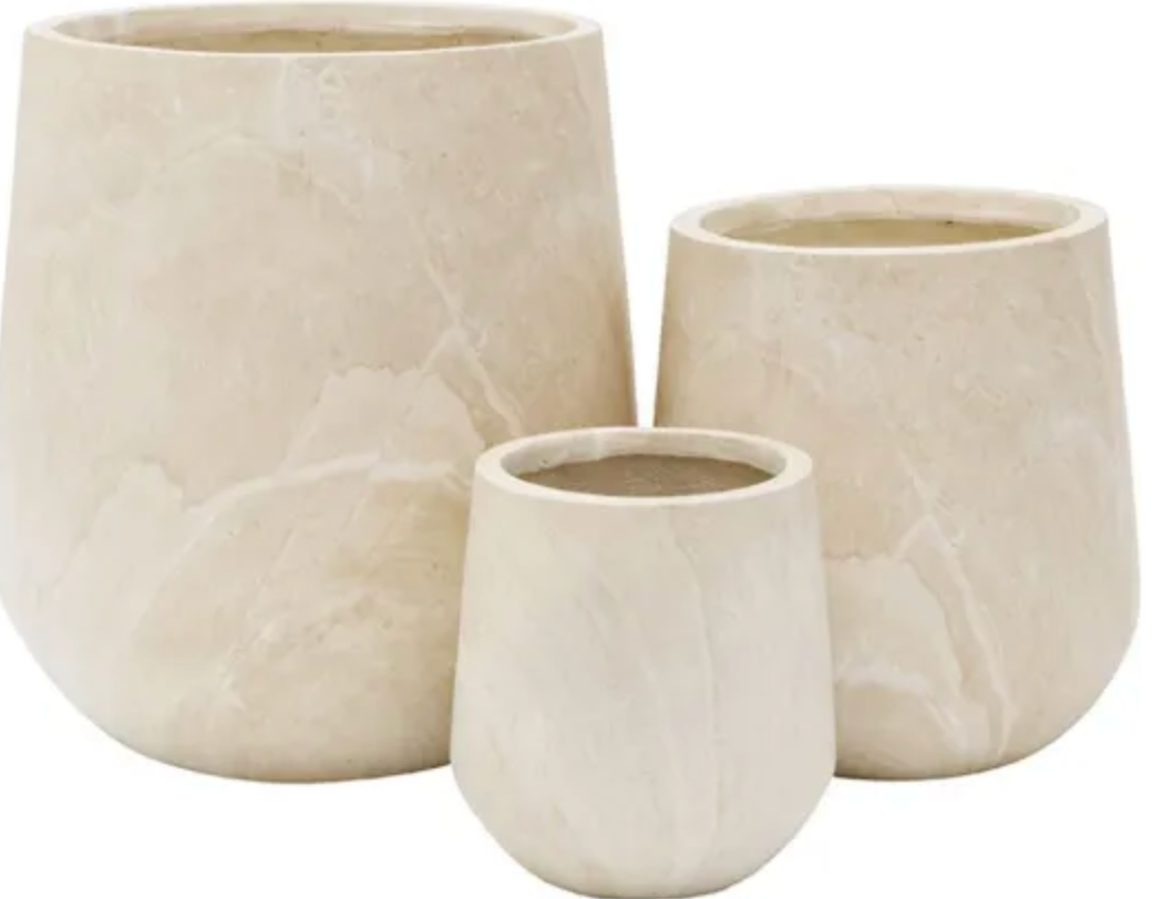 Bower Set of 3 - Travertine Planters