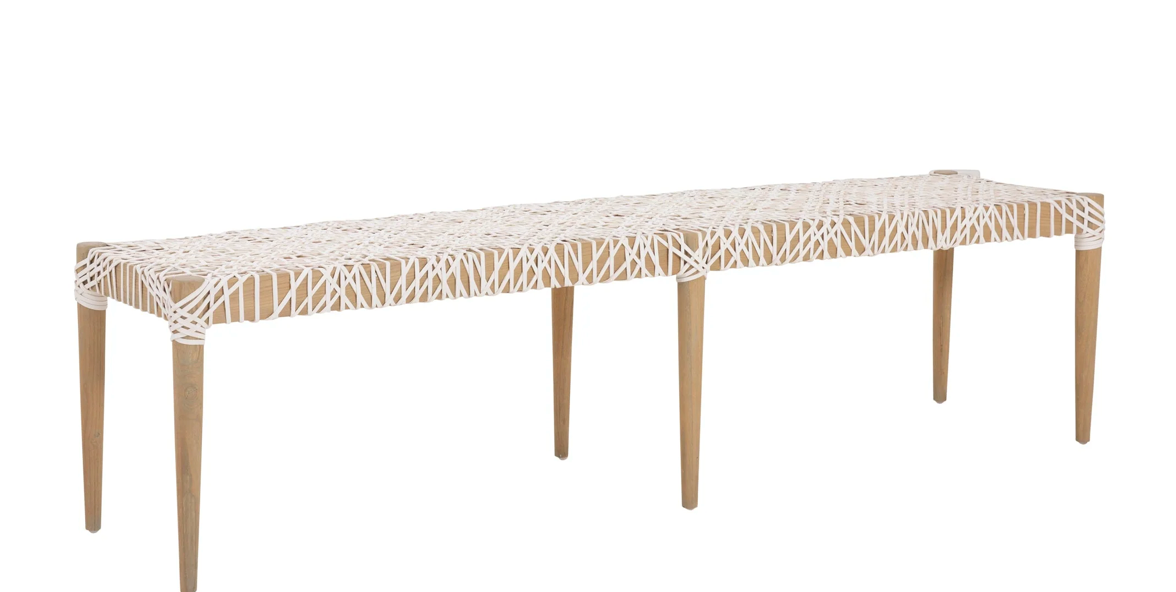 Rhimpee Teak and Leather Bench
