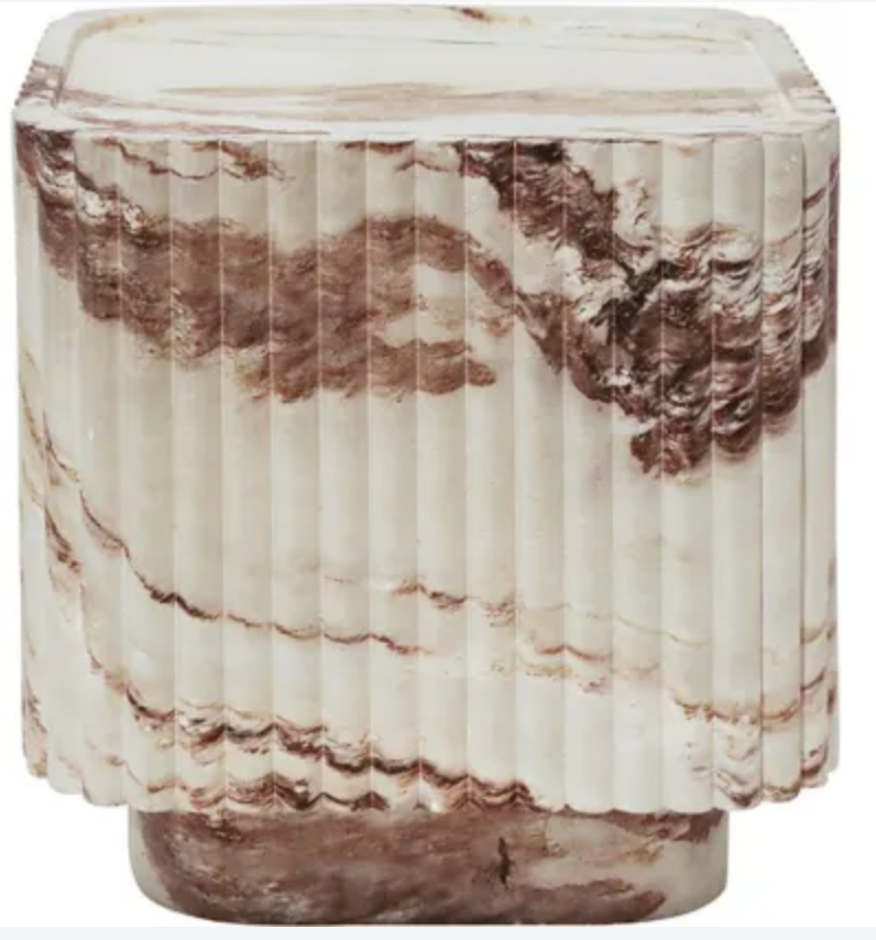 ODIN MGO SIDE TABLE - BURGUNDY VEIN MARBLE