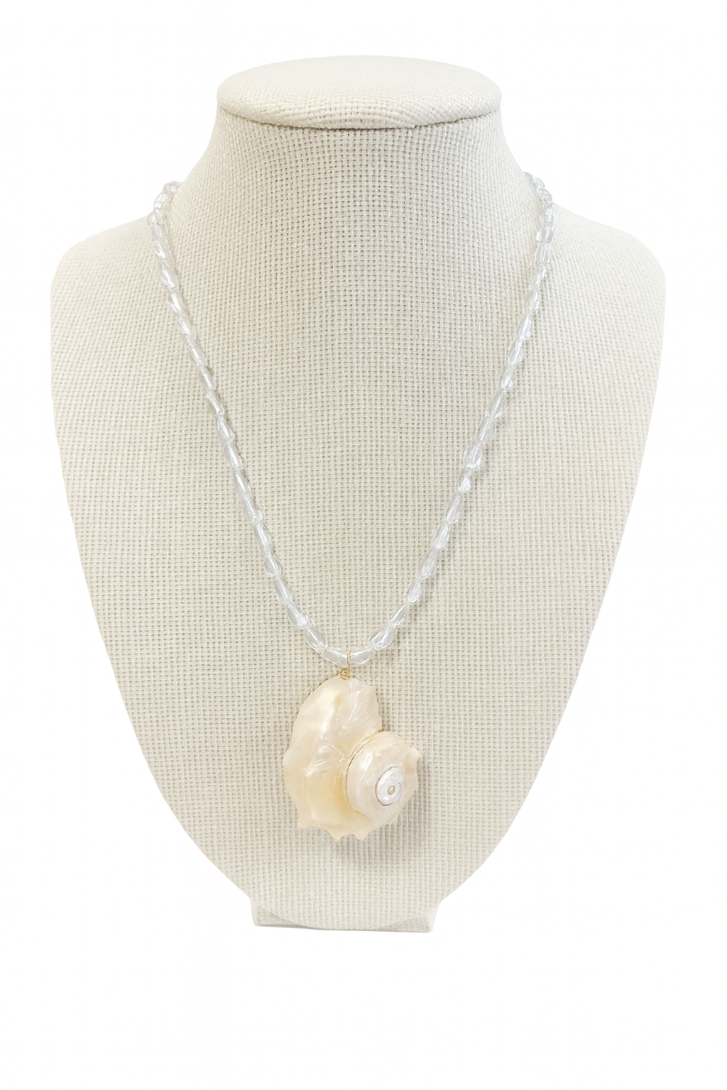 White Baroque Faux Pearl Shell Pendant Necklace