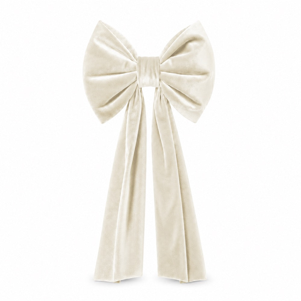 Giant Velvet Bow 60cm Ivory