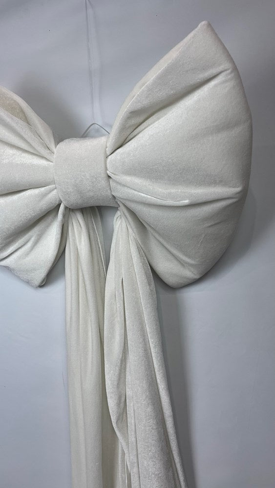 Giant Velvet Bow 60cm Ivory