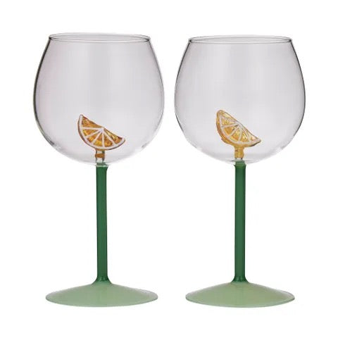 Lemon Gin Balloon Glasses – Set of 2 (10x20cm)