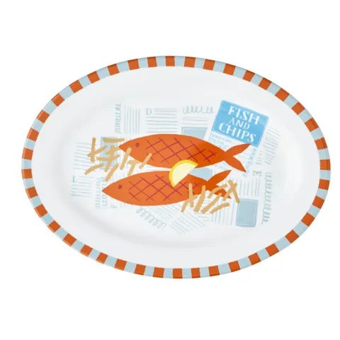 FISH & CHIPS CER OVAL PLATTER
