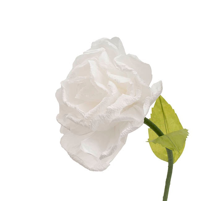 Giant Paper Flower Roses w Base Set 3 White