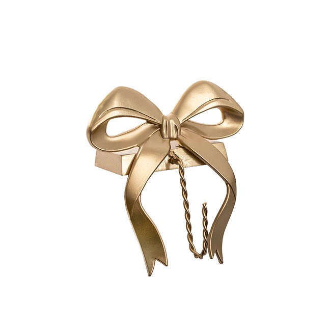 Elegant Bow Metal Stocking Holder Hook Gold