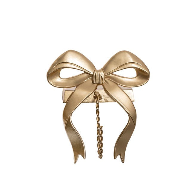 Elegant Bow Metal Stocking Holder Hook Gold