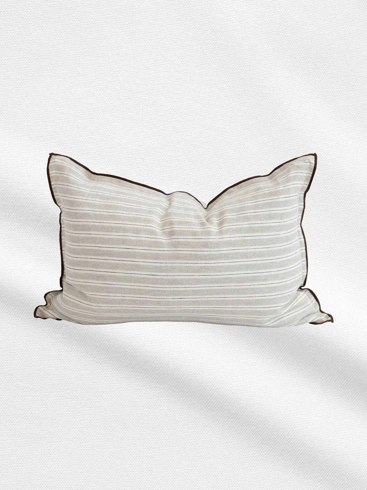 Lucas Lumbar Linen Cushion Cappuccino Stripe