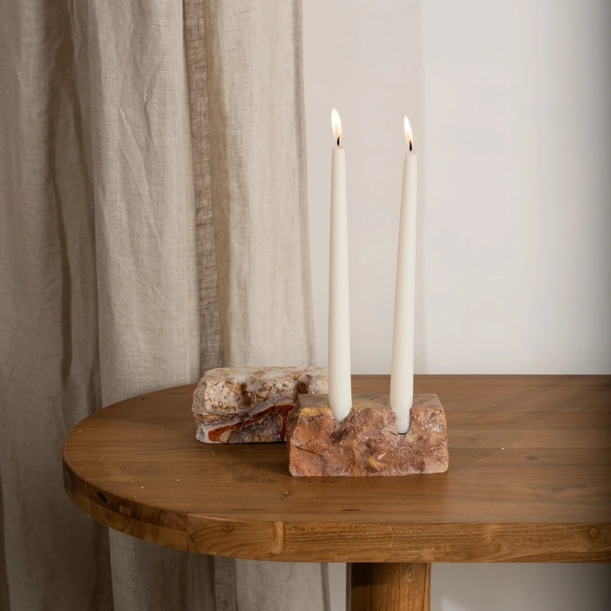 IME ROSSO MARBLE CANDLE HOLDER