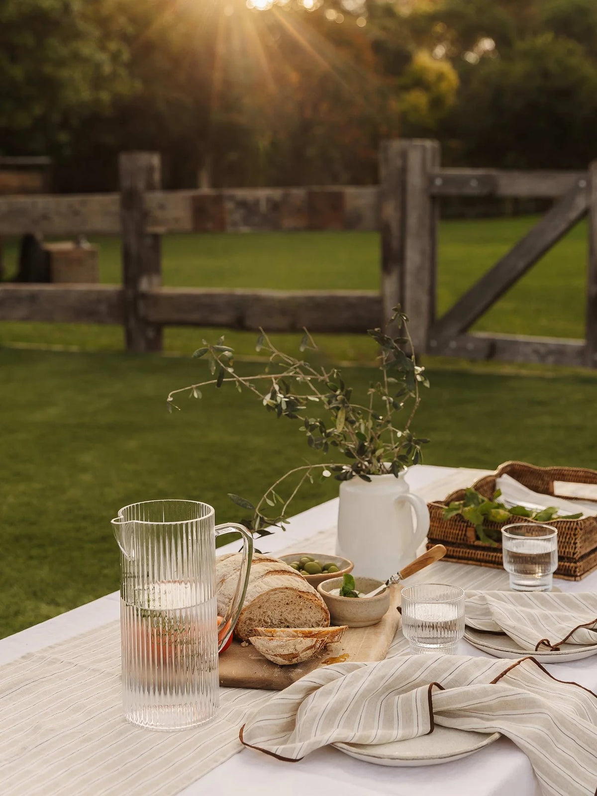 Marlow Linen Table Napkins Cappuccino Stripe Set of 4