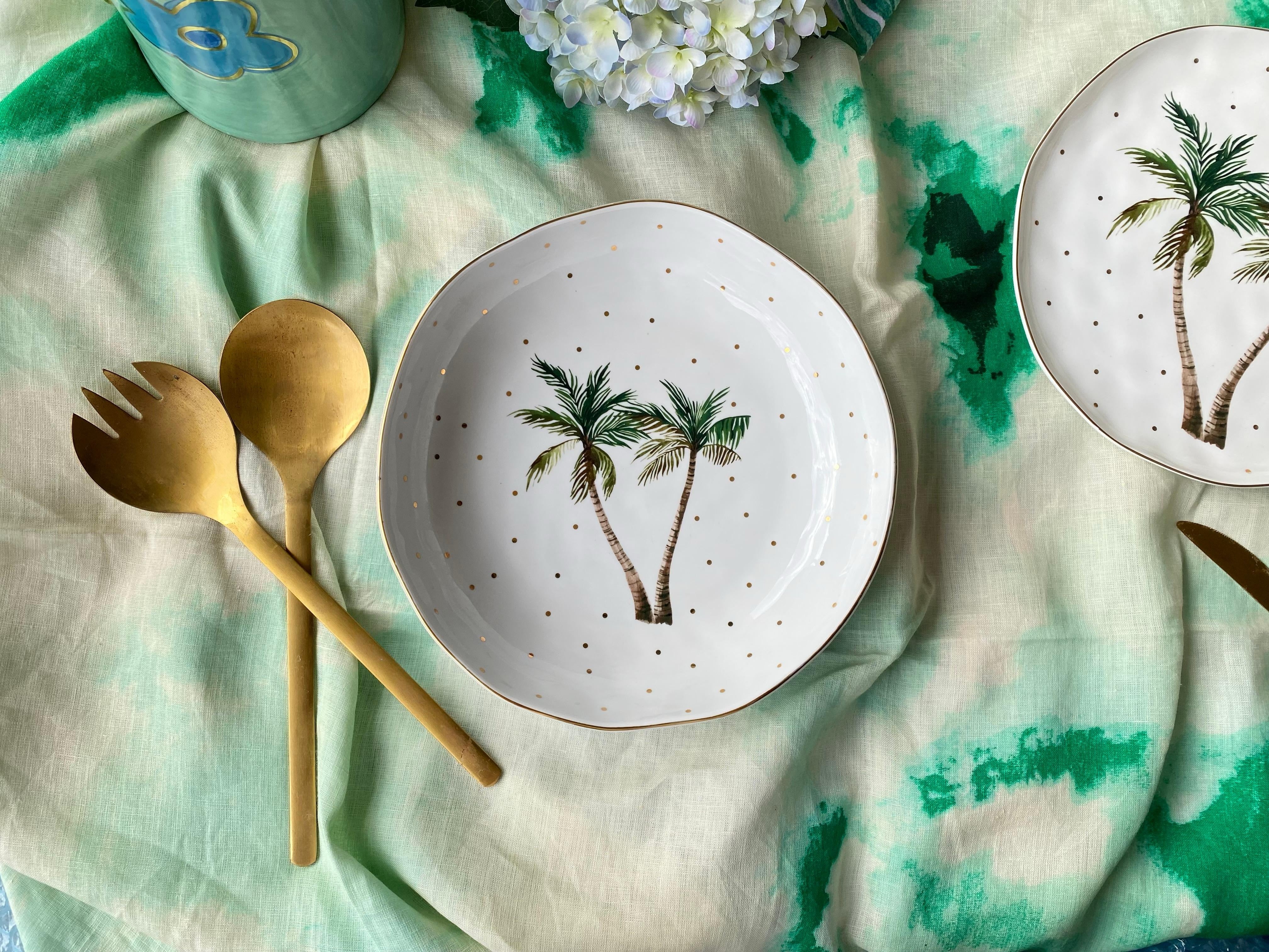 Tropical Palm White Salad Bowl