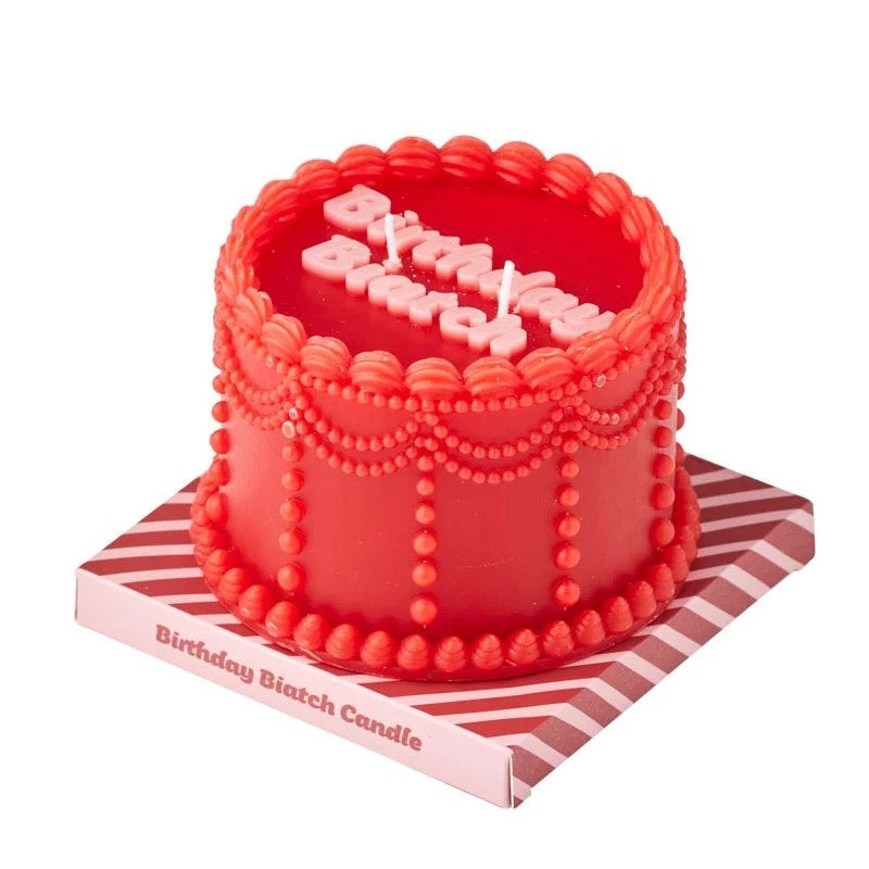 Biatch Birthday Cake Candle  Red