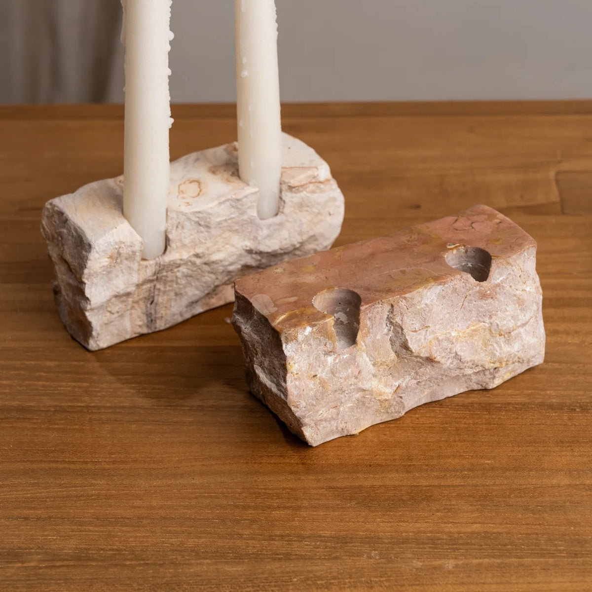 IME ROSSO MARBLE CANDLE HOLDER