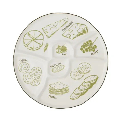Deli Cer Divided Platter - Green
