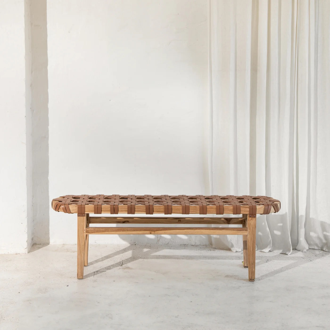 Ellery Woven Leather Bench Seat