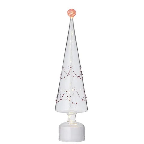 SPECKED TURNING LED TREE GLASS
