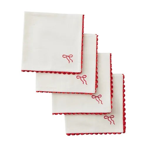 Christmas Bow Napkins - Set 4