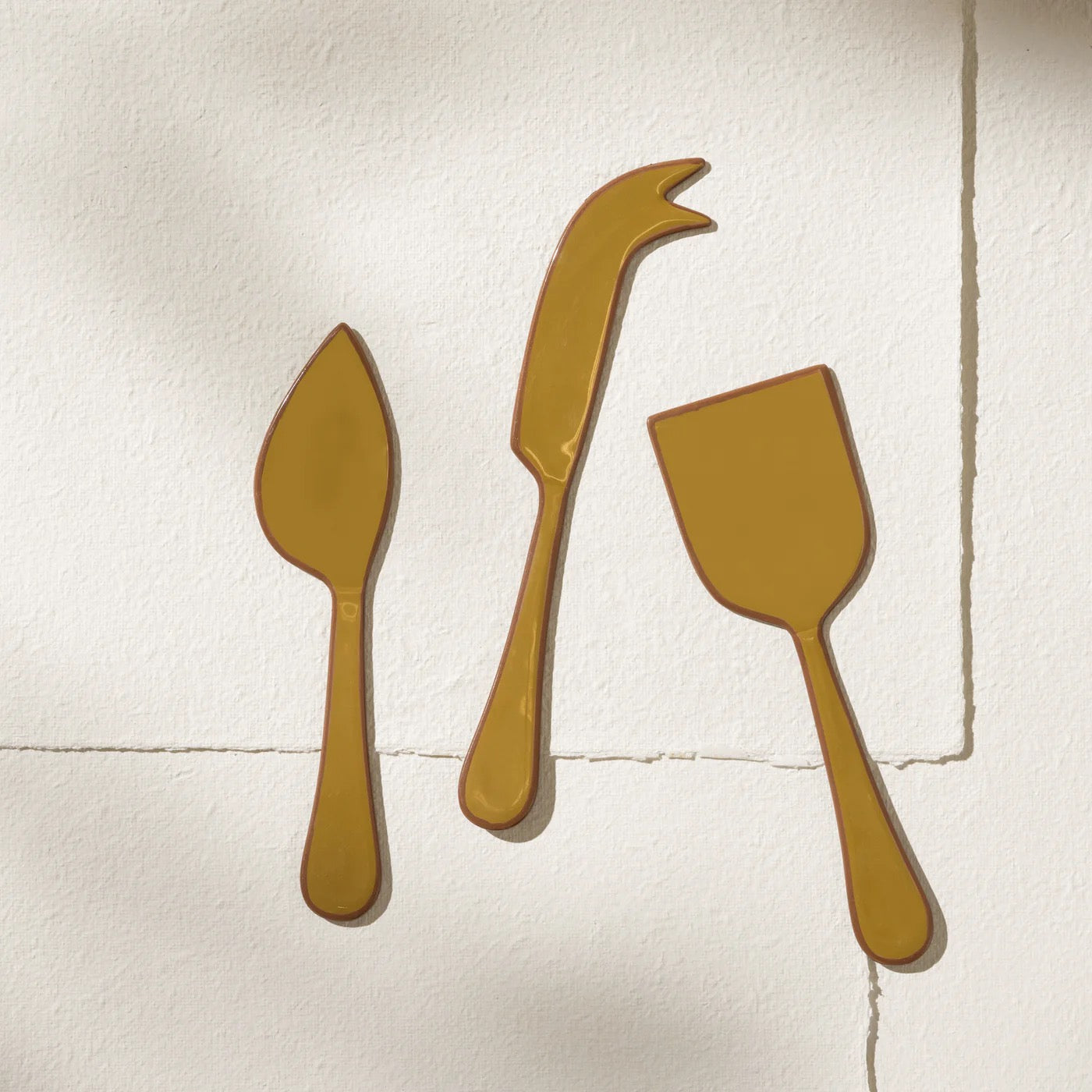 ALDER ENAMEL CHEESE SET - OLIVE