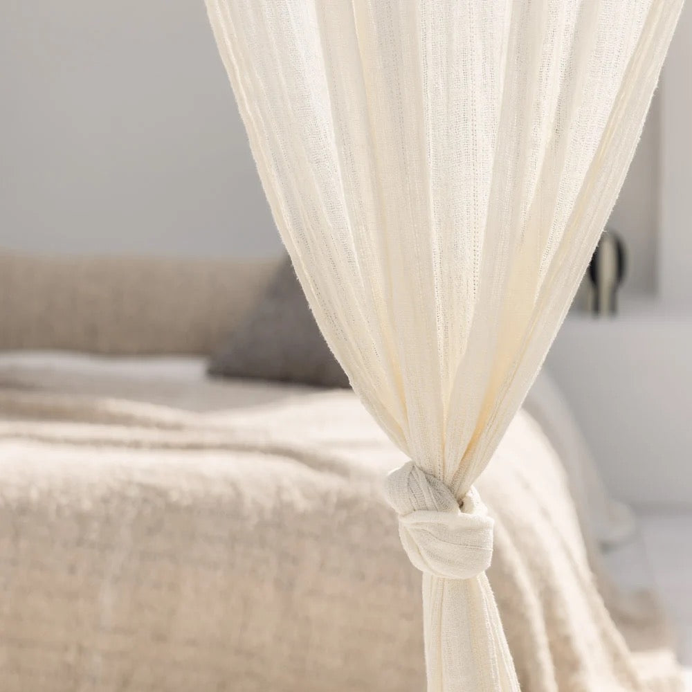 Aira Linen Curtain With Tan Leather Rings
