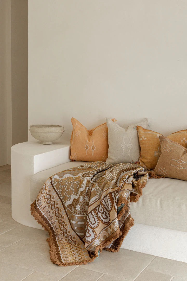 Alkira Brown Indigenous Art Throw Rug By Taylor - Lee