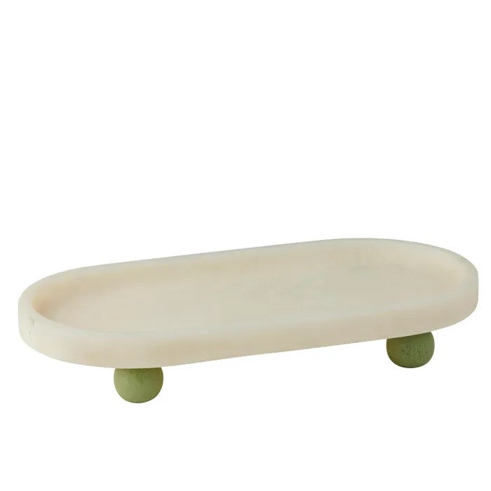 Kip Resin Footed Tray – Ivory & Pistachio