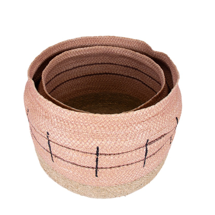 Blus Hand Woven seagrass baskets -blush